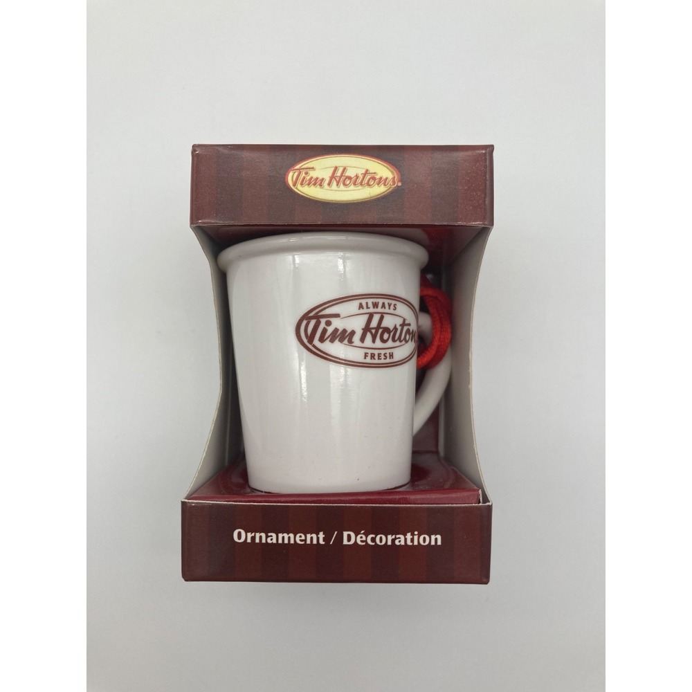 Tim Hortons 2011 Ceramic Coffee Mug Ornament Mini Drink In Cup Holiday with Box